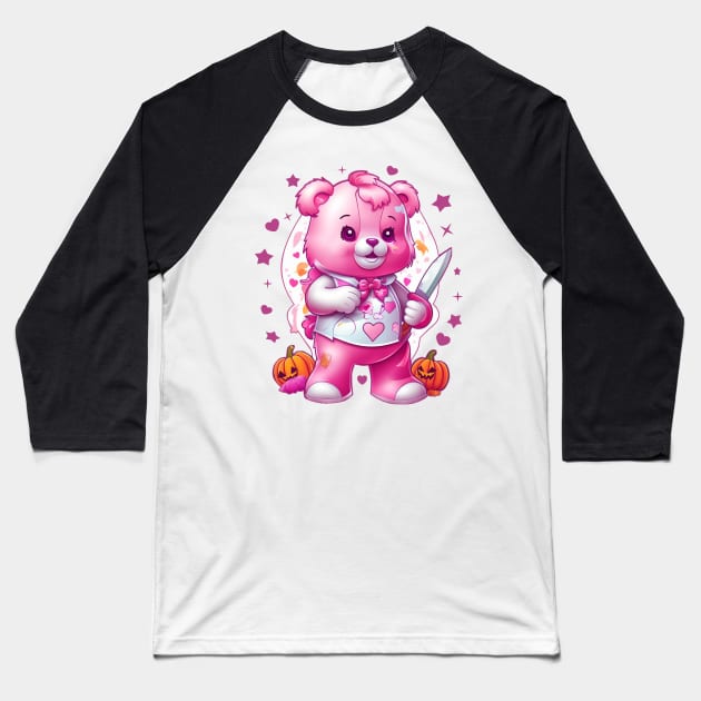 Pink CARE BEAR - halloween edition Baseball T-Shirt by Megitsune 